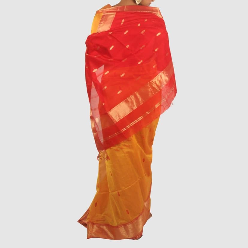 Sunlit Elegance Maheshwari Handloom Saree Golden Yellow view 2