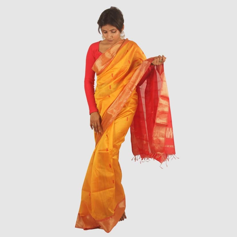 Sunlit Elegance Maheshwari Handloom Saree Golden Yellow view 3