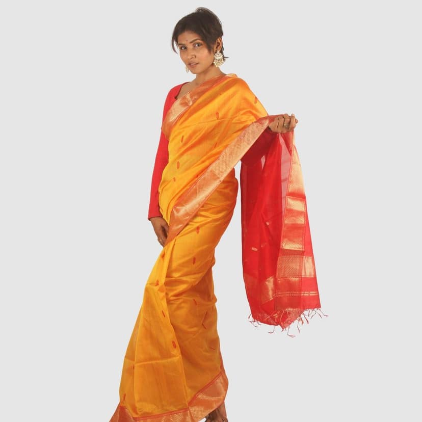 Sunlit Elegance Maheshwari Handloom Saree Golden Yellow view 4