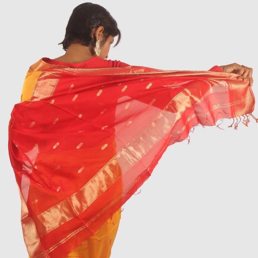Sunlit Elegance Maheshwari Handloom Saree Golden Yellow view 6