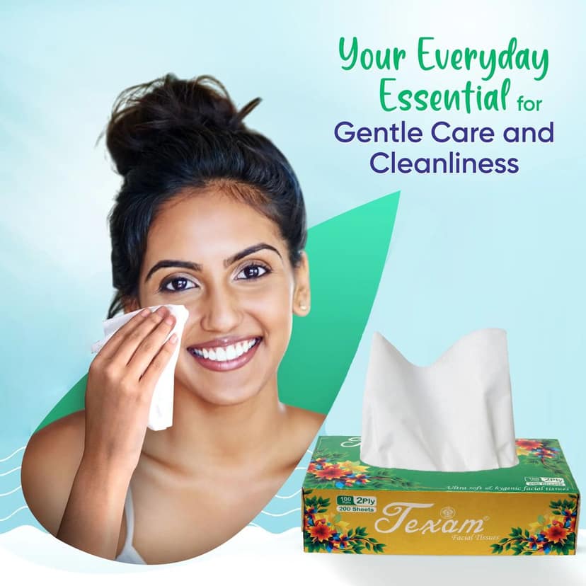 Texam 2 - Ply Facial Tissue Soft Pack – 500 Pulls (Pack of 5) | 100% Virgin Pulp | For Home, Office and Travel view 6