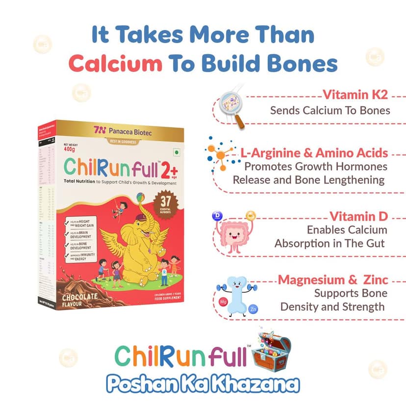ChilRun Full 2+ Health and Nutrition Drink, Chocolate, 400g, Box. Total Nutrition For Children’s Growth, Supports Weight & Height Gain, Immune Function & Brain Development. view 4