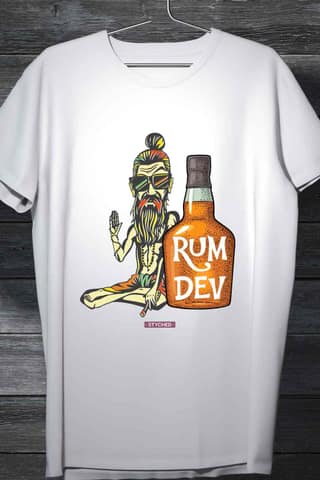 Rum Dev - Quirky Printed Graphic Printed Mens Cotton T-Shirt