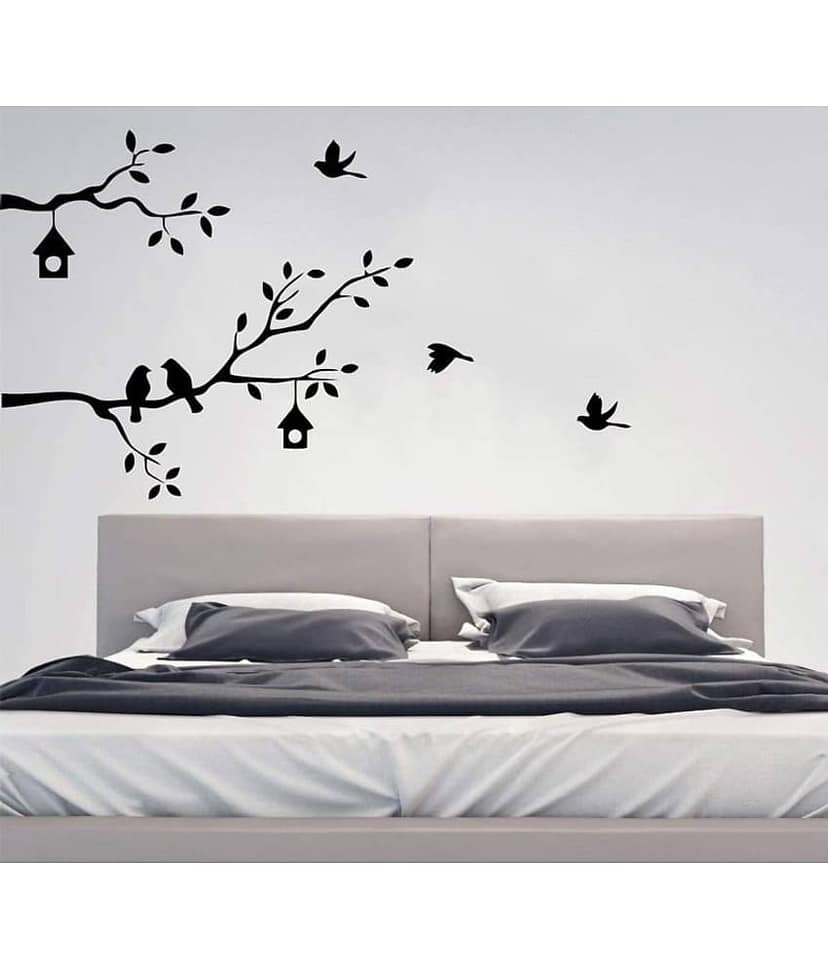 Asmi Collection Birds Family on a Tree Branch Wall Sticker ( 75 x 128 cms ) view 2