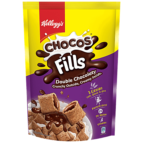 Kelloggs Chocos Fills - Double Chocolaty, Multigrain, High In Protein & B Vitamins, 0% Maida, Anytime Snack, 170 g