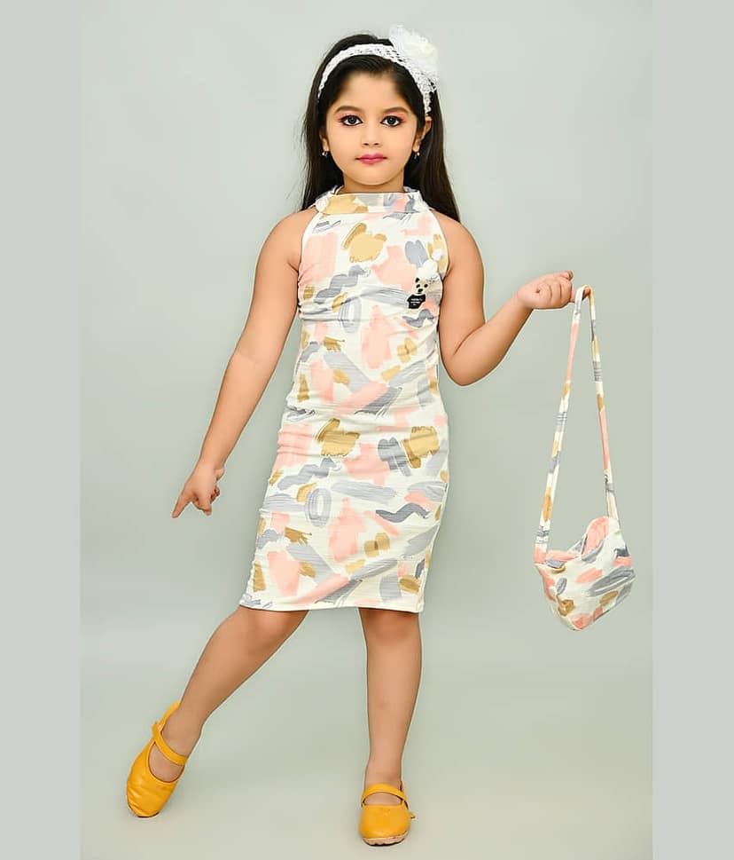 JCT DRESSES Crepe A-line Dress For Girls ( Pack of 1 , Multicolor )