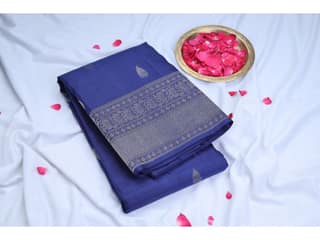 Blue Handloom Kanchipuram Silk Pattu Saree
