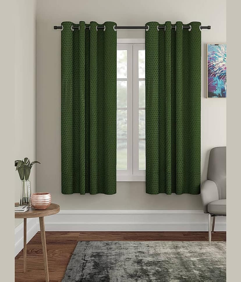 Cortina - Modern Embossed Room Darkening Eyelet Curtain-5 Ft-pack of 2