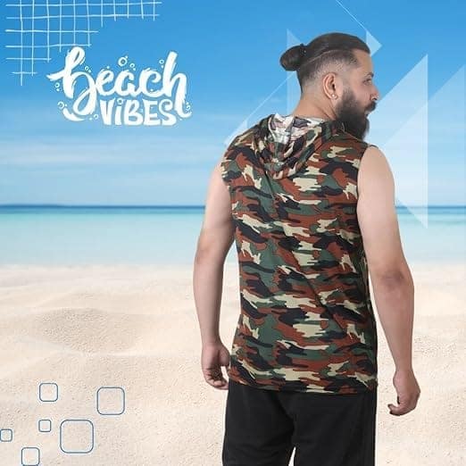 Men's Camouflage Print Sleeveless Hoodie view 4