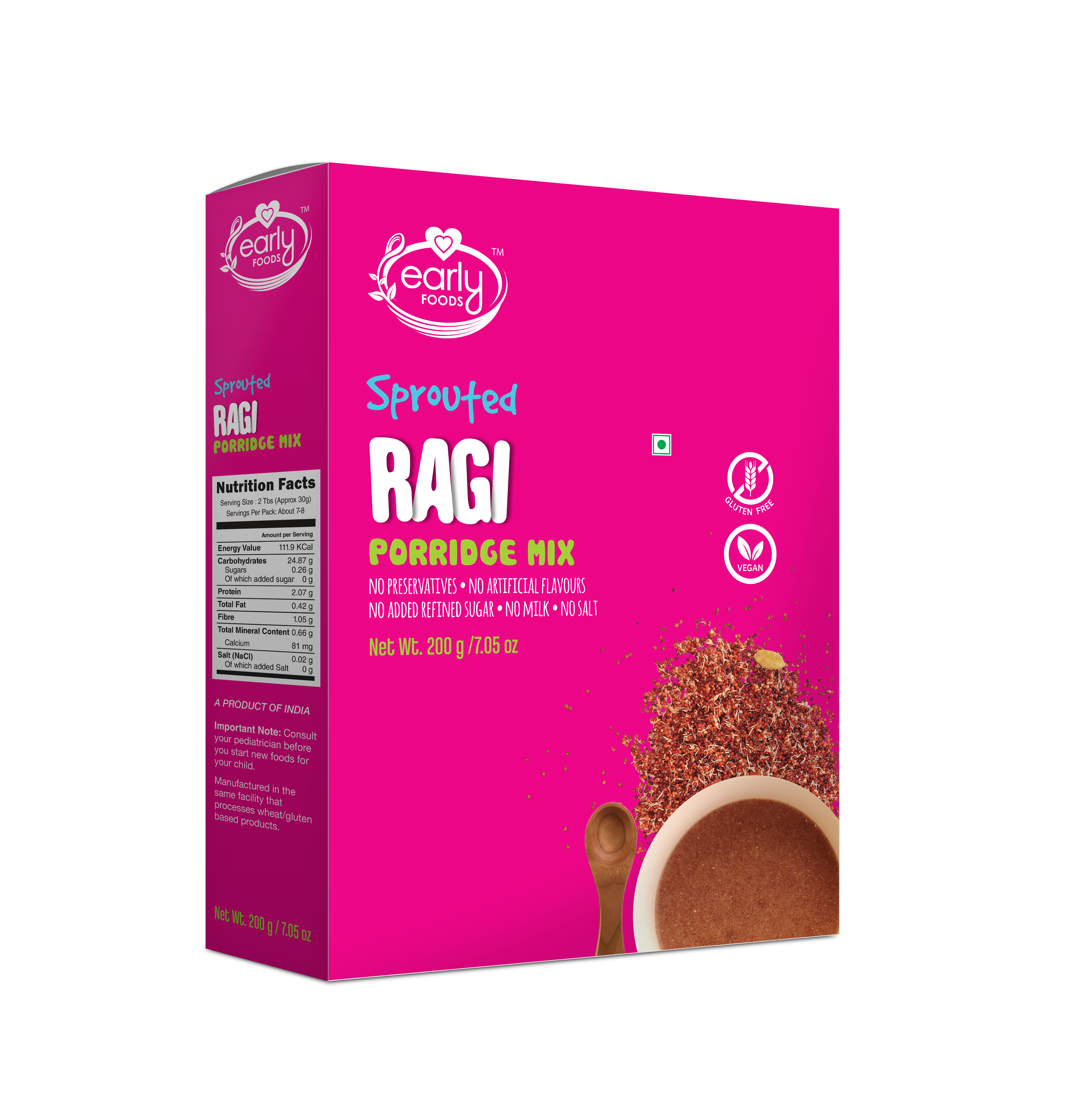 Sprouted Ragi Porridge Mix (Plain)