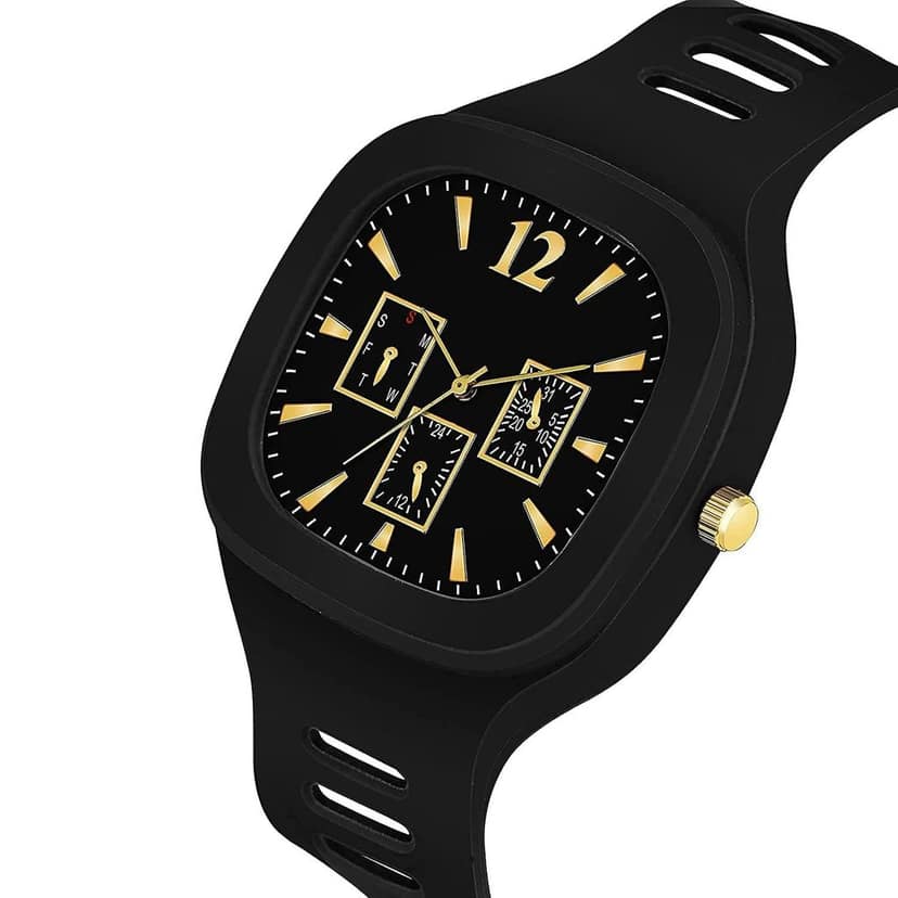 Exelent Silicon Strap Analog Combo Watch- for Men & Boys Black & Blue view 2