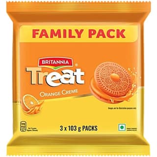 Britannia Treat - Orange Creme Biscuits, 309 g (3 x 103 g each) - 309 gm - One pack