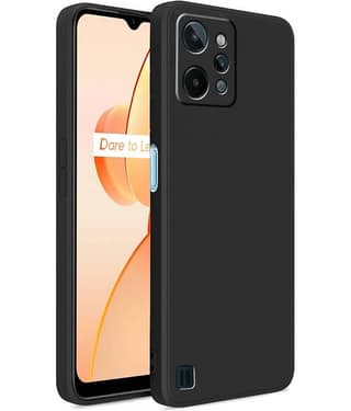 ZAMN - Black Silicon Plain Cases Compatible For Realme C31 ( Pack of 1 )