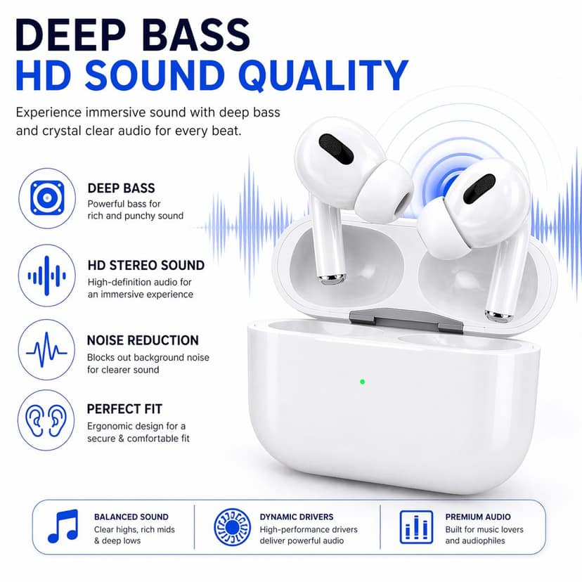 Tarendra Pack of 2 TWS Wireless Earbuds Bluetooth 5.3 with Touch Control | Type-C Fast Charging Earbuds with Deep Bass & Mic view 5