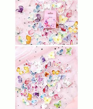 iDream Cute Butterfly Creative Stationery Adhesive Stickers for Kids, Diary, Photo Albums, Scrapbooking etc. (Set of 45)