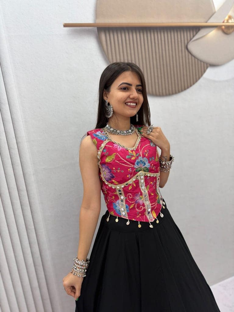 Black and Pink Lehenga Choli for Women | Indian Wedding Guest Dress | Designer Bollywood Lehenga view 2