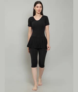 MEGASKA Black One Piece Swimming Costume