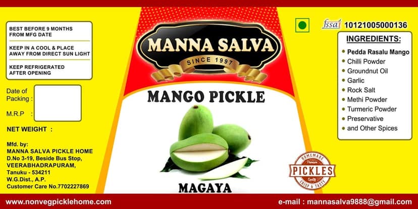 Manna Salva Pickles- Mango Magaya Pickle - Veg Pickle view 5