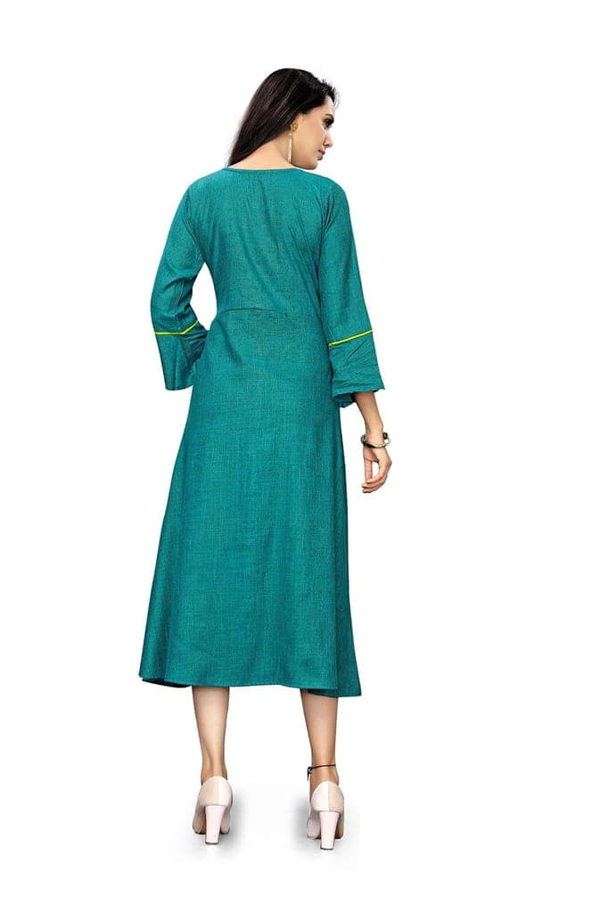 B&T Swara Women's Rayon' Two Tone Slub Kurti (BT134_Rama_XL) (X-Large, Rama) view 3