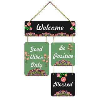 Charmor Welcome Decorative Wooden Wall Hanger for Living Room | Bedroom | Home Decor | Office | Gifts (WH2915)