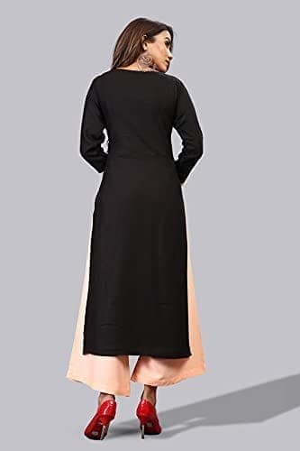 BT WITH BUY & TRY Women's Rayon Kurti Set | Kurti with Palazzo | Kurta Set for Women | Palazoo Set - Black view 3