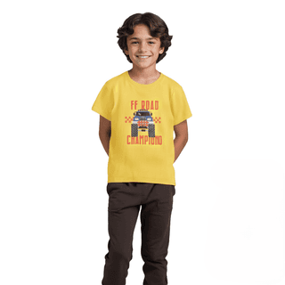 Boys T shirt Cotton Dandelion Yellow Off Road Champion