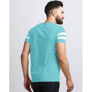 AUSK Mens Casual Striped Cotton Blend Black & Sky Blue Summer wear Co-ords set of T-Shirt & Trakpant view 2