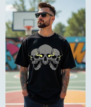 RodZen Cotton Blend Oversized Fit Printed Half Sleeves Men's Round T-Shirt - Black ( Pack of 1 )