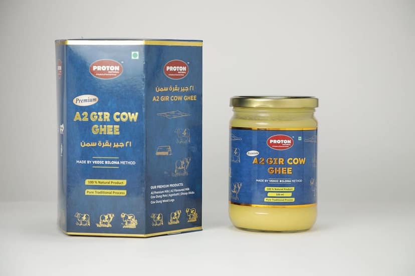 PROTON NATURAL A2 GIR COW GHEE 500ML | Pure A2 Gir Cow Ghee | Gir Cow Ghee 500 gram in Fresh | Neem Wood Bilona Method Ghee | No Added Preservatives | Grass-Fed Desi A2 Gir Cow Ghee |Lab Certified Pack of 2 view 3