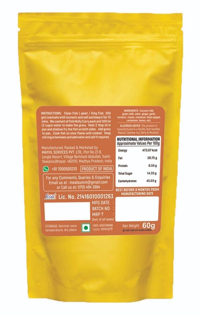 "Instant Fish Molly (Kerala Fish Curry Mix - Pack of 4 ) - 60g each" view 2