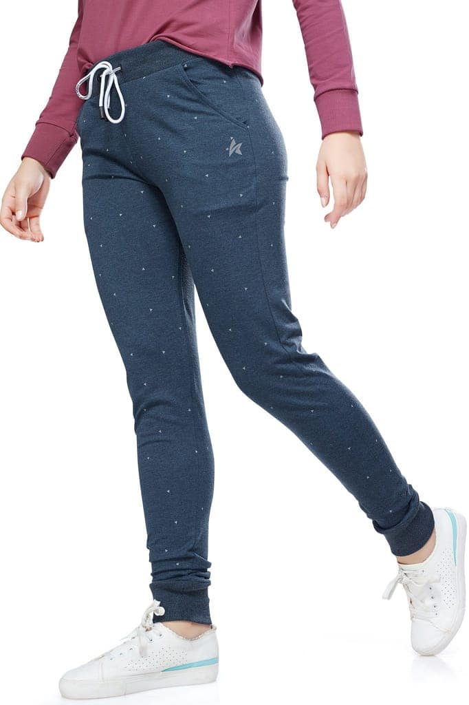 ZEYO Women's Joggers Tringle Printed Blue Regular Fit Track Pant view 4