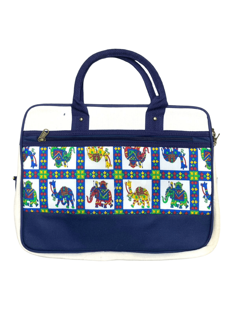 Stylish Blue Jute Laptop Bag - Eco-Friendly, Durable, and Spacious for Everyday Use view 2
