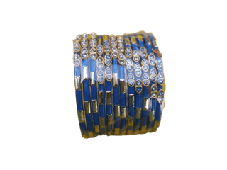 <title>Buy Blue Glass Bangles with Golden Rhinestones Online at Lowest Price in India</title>