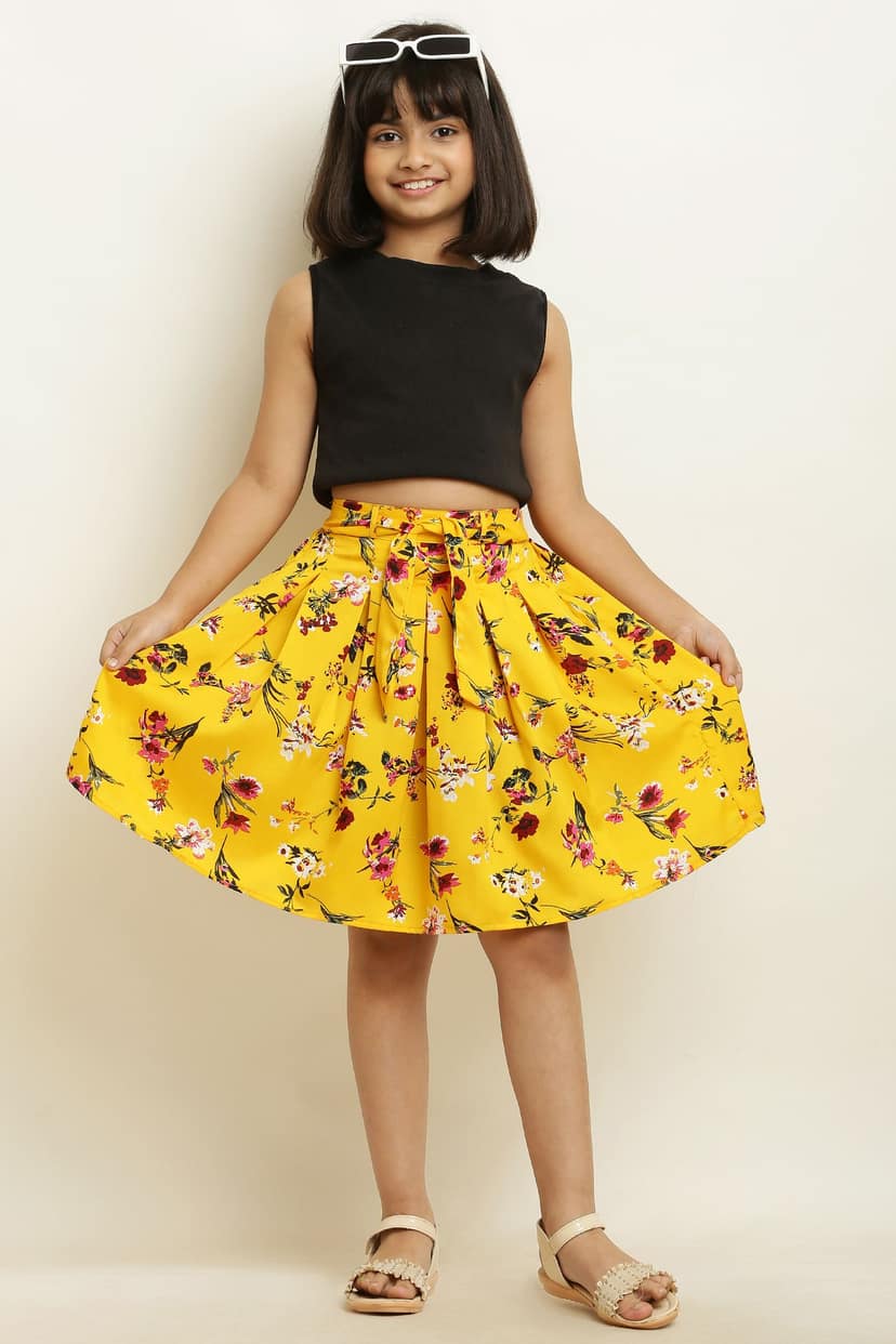 Agile Fancy Yellow & White Pair Skirt For Girls. view 3
