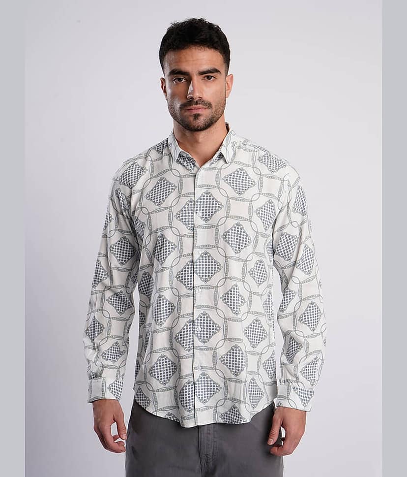 IVOC Rayon Slim Fit Printed Full Sleeves Men's Casual Shirt - White ( Pack of 1 ) view 8