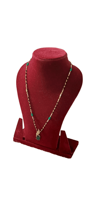 Gold Plated Necklace Set with Green Stones for Women