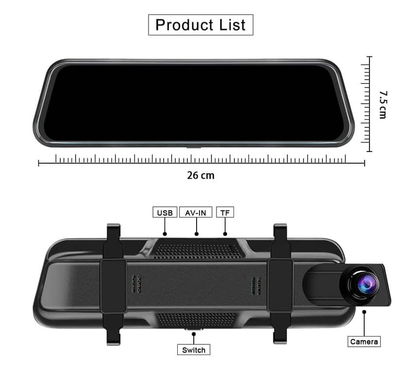 AUSHA 4K UHD Mirror Dash Cam | 10″ Touch Screen, Sony STARVIS Night Vision, GPS & Parking Monitor view 3