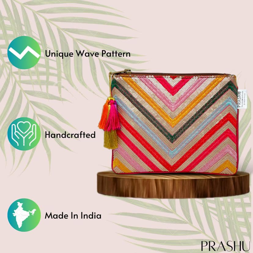 PRASHU Colorful Sequined Pencil Utility Pouch Makeup, Travel, Organizer Pouch Purse For Women & Girls view 3
