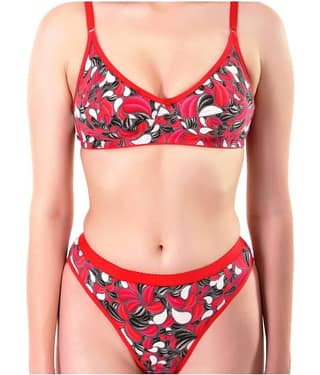 TCG Red Cotton Bra & Panty Set