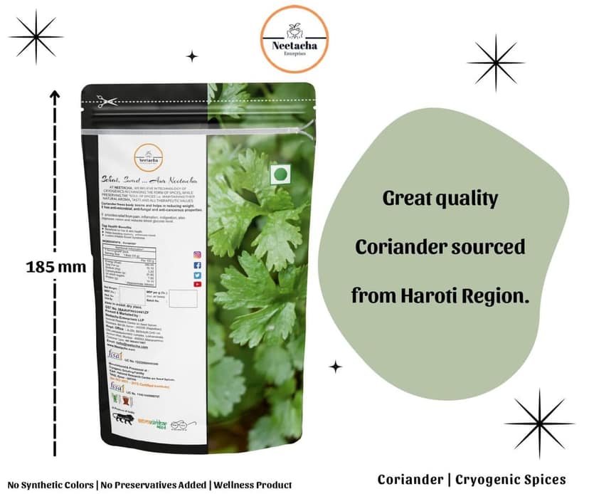 NEETACHA ENTERPRISES LLP Premium Cryogenic Coriander (Dhaniya) Powder I 100g I @ 35% reduced consumption I Rich in Aroma & Taste | No Artificial flavors or Coloring view 3