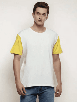 Sunset Men's Off White Color Block Boxy T-shirt