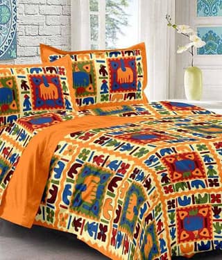 PETROSOLY Cotton 1 Double Bedsheet with 2 Pillow Covers ( Yellow )