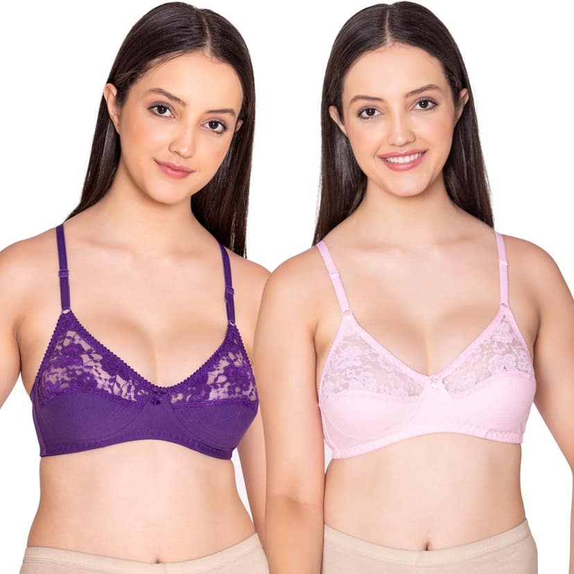Bodycare polycotton wirefree adjustable straps designer net cup non padded bra-1535BB