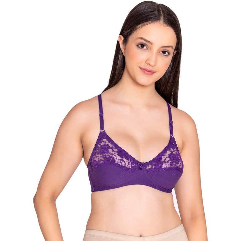 Bodycare polycotton wirefree adjustable straps designer net cup non padded bra-1535BB view 2