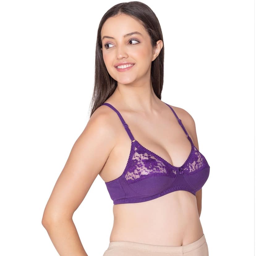 Bodycare polycotton wirefree adjustable straps designer net cup non padded bra-1535BB view 3