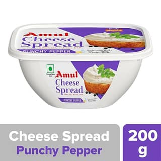 Amul Processed Cheese Spread - Punchy Pepper, Made From 100% Pure Milk, 200 G Tub
