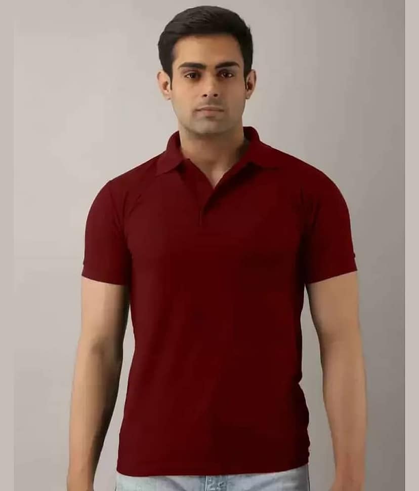 SKYRISE Pack of 1 Cotton Blend Slim Fit Solid Half Sleeves Men's Polo T Shirt ( Maroon )