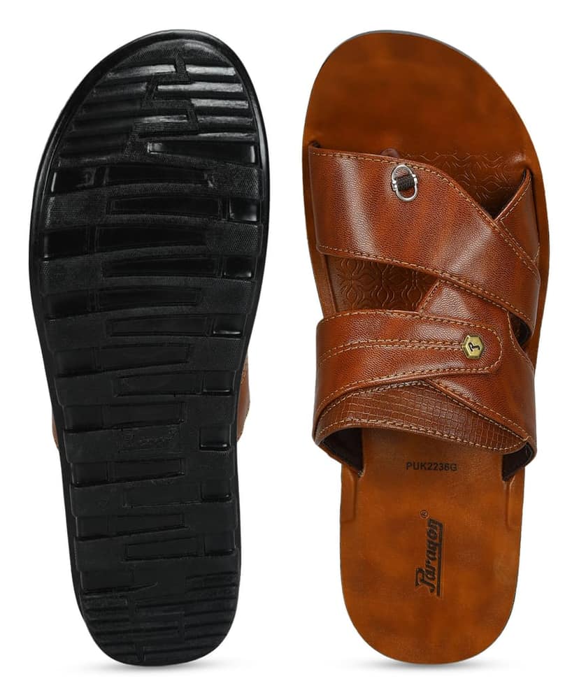 Paragon Men's Slip-on Brown Sandals for Men | Comfortable Sole & Durable view 5