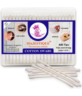 Majestique 200Pcs Paper Cotton Swabs Cruelty-Free Cotton Swabs, Face Cleaning, Makeup and Beauty