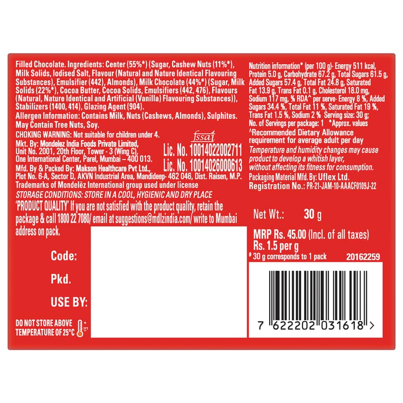 Cadbury Bournville Rich Cocoa 70% Dark Chocolate Bar, 80 g view 6